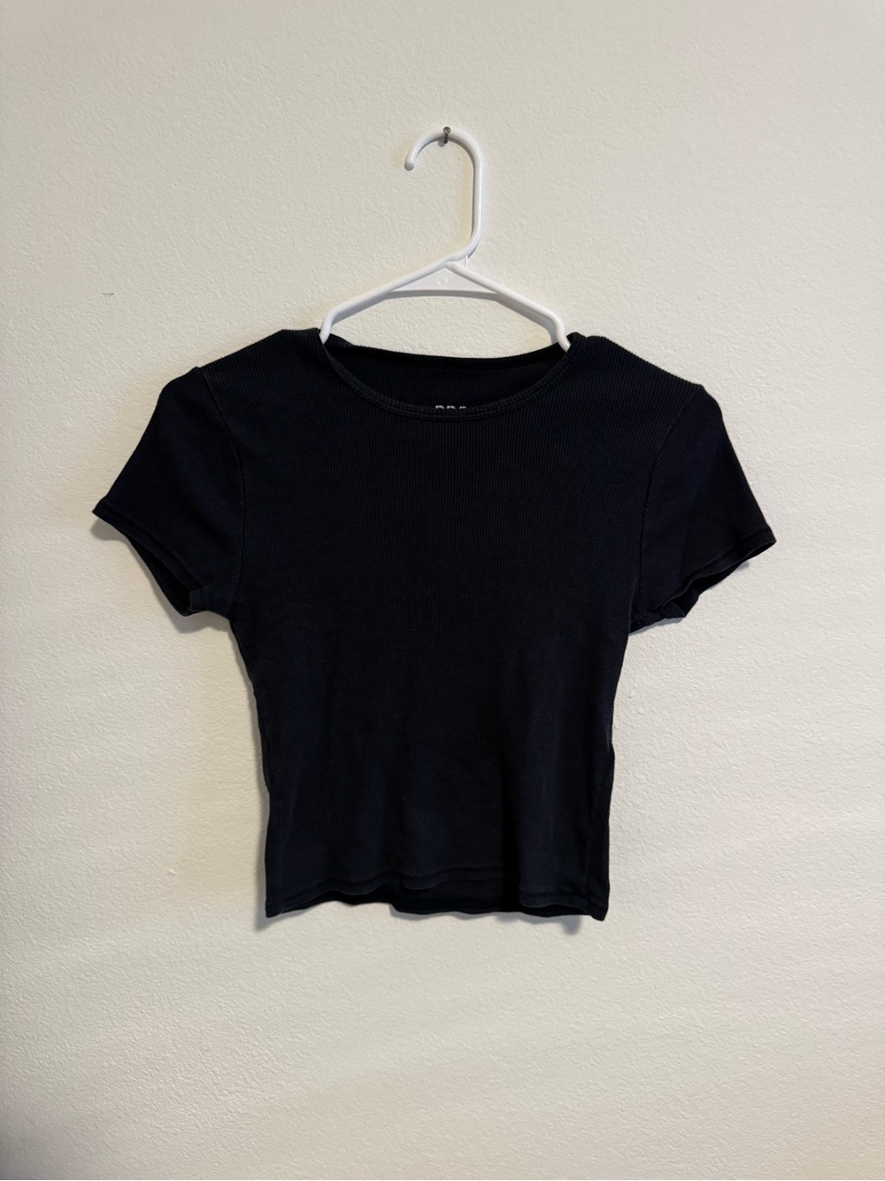 BDG Black Ribbed Short Sleeve Crop Tee
